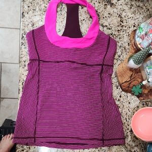 Lulukemon Pink and Burgandy Striped Women's Workout Tank